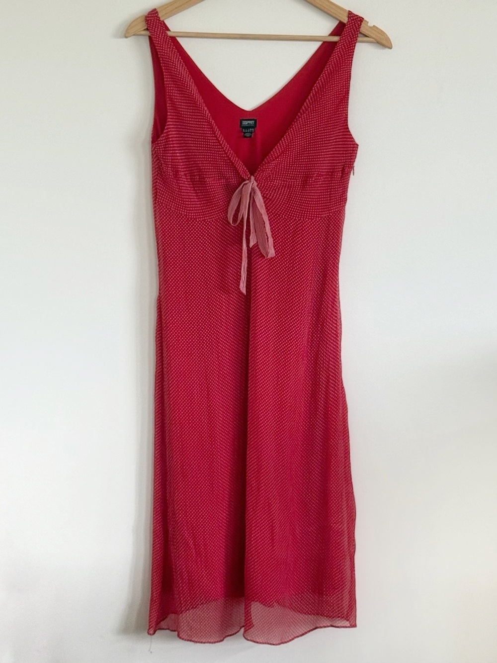 90s Vintage Minimalist Esprit Red Polka Dot Silk Slip Dress